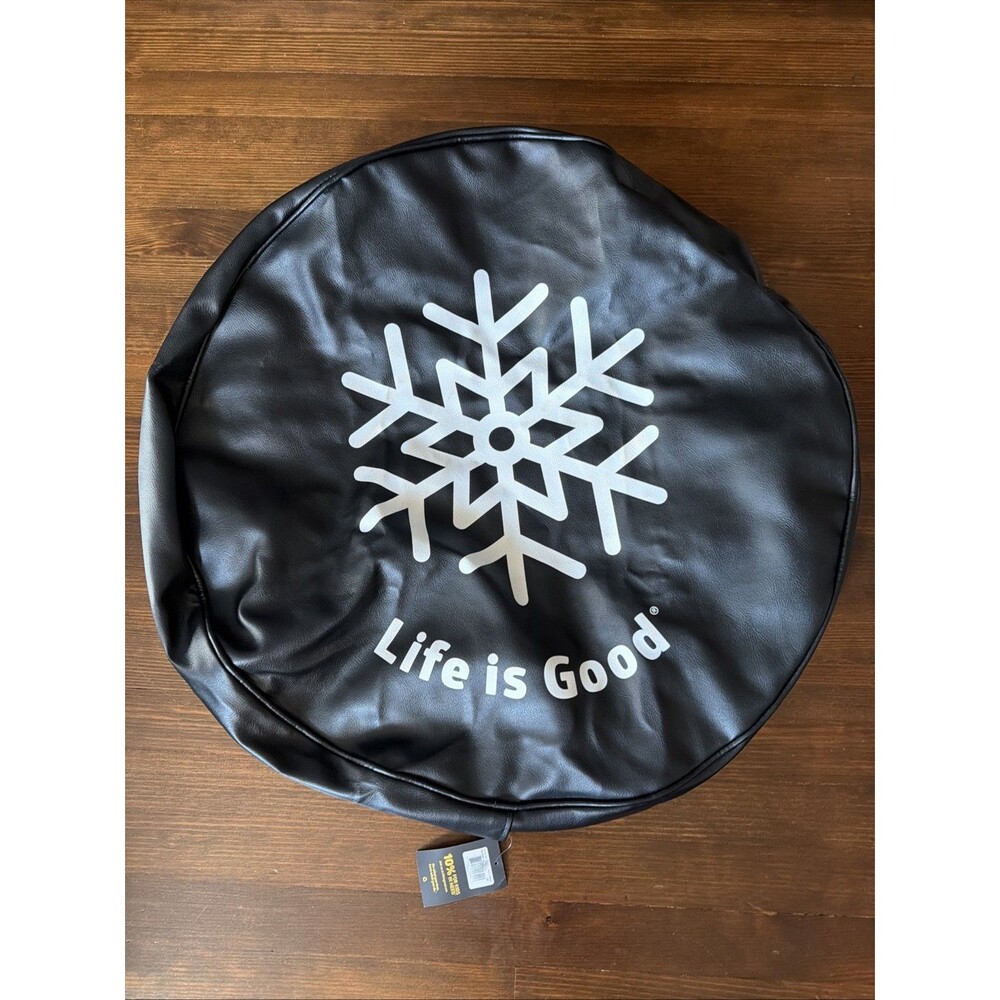 Life Is Good Snowflake Tire Wheel Tire Cover  NWT 30 x 10 Print Issue